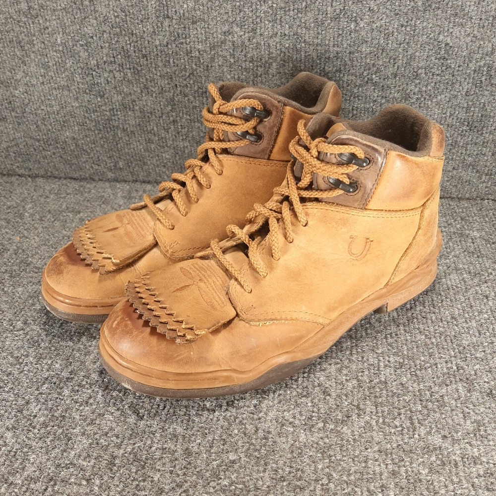 Roper HorseShoes Kiltie Boots 21-350-360 Size 8 Tan Ladies Leather Western